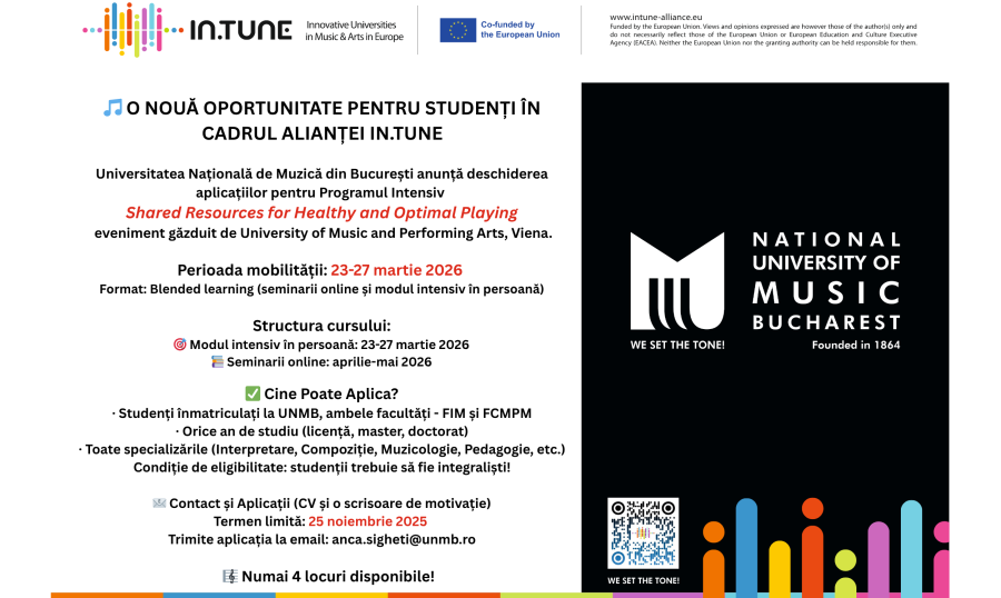 O NOUĂ OPORTUNITATE PENTRU STUDENȚI ÎN CADRUL ALIANȚEI IN.TUNE